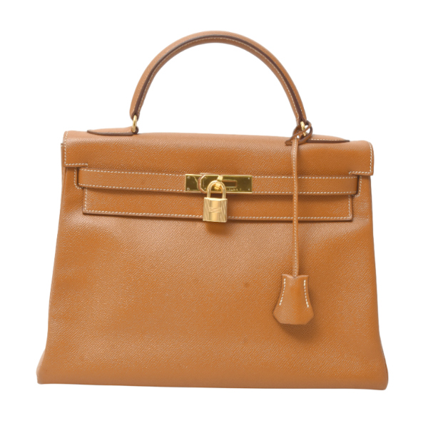 エルメス レディース バッグ ケリー32 ハンドバッグ 内縫い S刻印 クシュベル ゴールド ブラウン HERMES 中古
