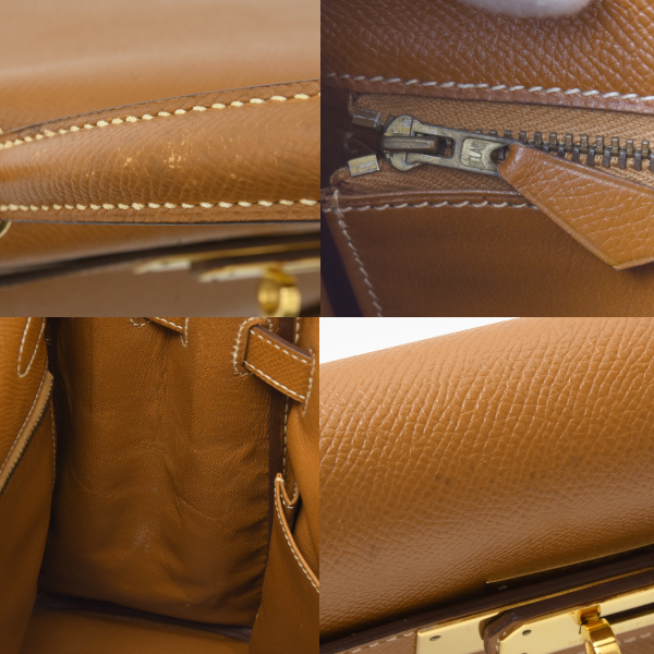 エルメス レディース バッグ ケリー32 ハンドバッグ 内縫い S刻印 クシュベル ゴールド ブラウン HERMES 中古