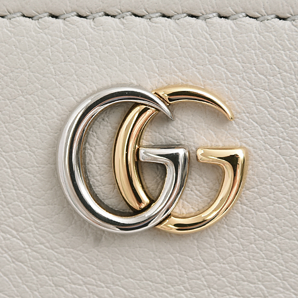 グッチ 財布 レディース ダブルG 二つ折り コンパクトウォレット カーフ  グレー GUCCI 790063 中古