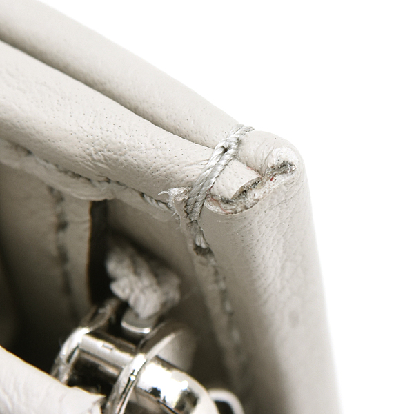 グッチ 財布 レディース ダブルG 二つ折り コンパクトウォレット カーフ  グレー GUCCI 790063 中古