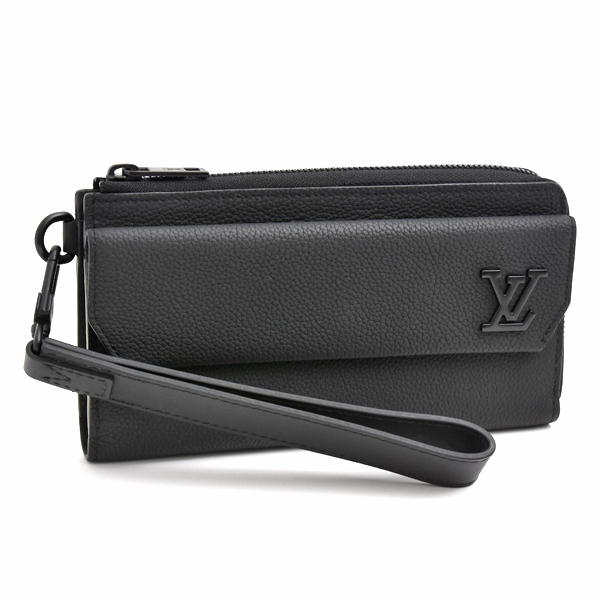 ルイヴィトン 財布 メンズ LVアエログラム ジッピーウォレット リストストラップ付 トリヨンレザー ノワール Louis Vuitton M69831 中古