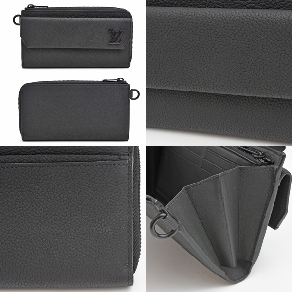 ルイヴィトン 財布 メンズ LVアエログラム ジッピーウォレット リストストラップ付 トリヨンレザー ノワール Louis Vuitton M69831 中古