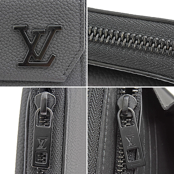 ルイヴィトン 財布 メンズ LVアエログラム ジッピーウォレット リストストラップ付 トリヨンレザー ノワール Louis Vuitton M69831 中古