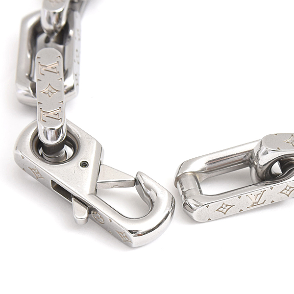 ルイヴィトン ブレスレット メンズ モノグラム チェーン Lサイズ シルバー メタル Louis Vuitton M00309 中古