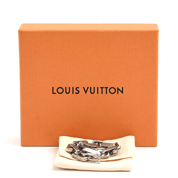ルイヴィトン ブレスレット メンズ モノグラム チェーン Lサイズ シルバー メタル Louis Vuitton M00309 中古