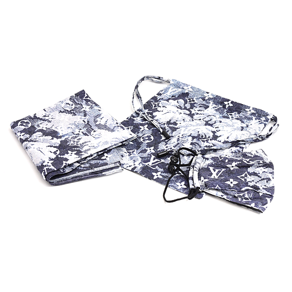 ルイヴィトン 小物 レディース モノグラムタペストリー マスク&バンダナ セット コットン100% ネイビー Louis Vuitton MP2886 中古