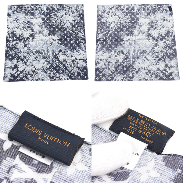 ルイヴィトン 小物 レディース モノグラムタペストリー マスク&バンダナ セット コットン100% ネイビー Louis Vuitton MP2886 中古