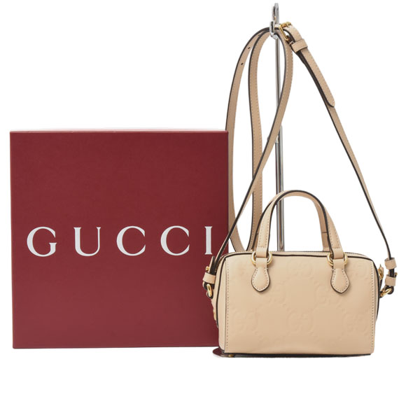 グッチ バッグ レディース GGスーパーミニ ボストンバッグ ジャンボGG 2WAY レザー ベージュ GUCCI 790130 未使用展示品