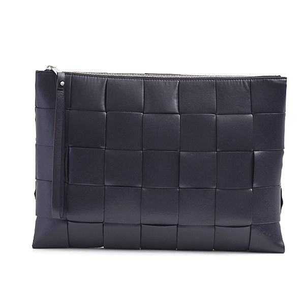 ボッテガヴィネタ バッグ メンズ マキシイントレチャート ドキュメントケース クラッチバッグ カーフ ネイビー BOTTEGA VENETA 中古