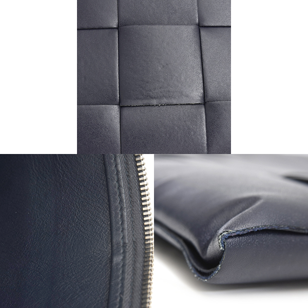 ボッテガヴィネタ バッグ メンズ マキシイントレチャート ドキュメントケース クラッチバッグ カーフ ネイビー BOTTEGA VENETA 中古