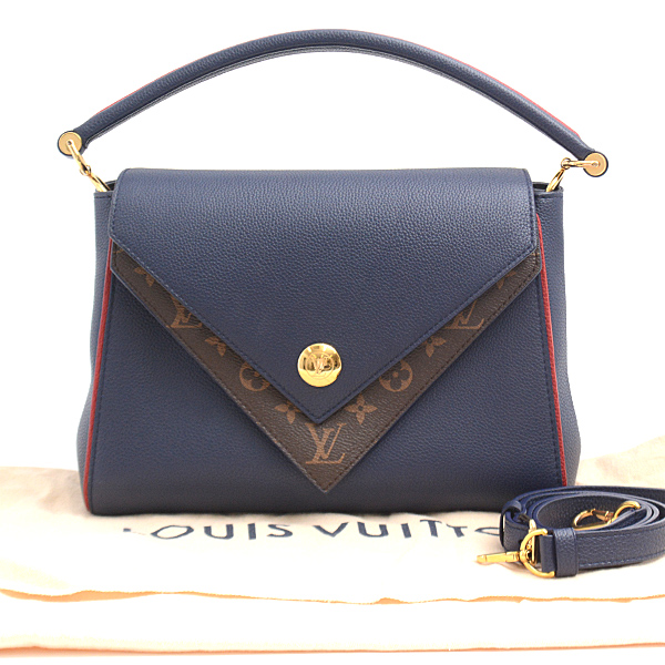 ルイヴィトン バッグ レディース モノグラム ドゥブルV 2WAYハンドバッグ ブリーマリーヌ ネイビー Louis Vuitton M55022 中古
