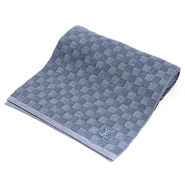 ルイヴィトン マフラー メンズ ダミエ エシャルプ プティ ブルー ウール Louis Vuitton M70929 中古