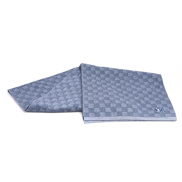 ルイヴィトン マフラー メンズ ダミエ エシャルプ プティ ブルー ウール Louis Vuitton M70929 中古