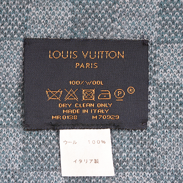 ルイヴィトン マフラー メンズ ダミエ エシャルプ プティ ブルー ウール Louis Vuitton M70929 中古