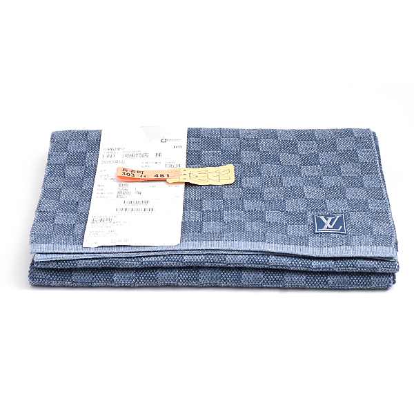 ルイヴィトン マフラー メンズ ダミエ エシャルプ プティ ブルー ウール Louis Vuitton M70929 中古