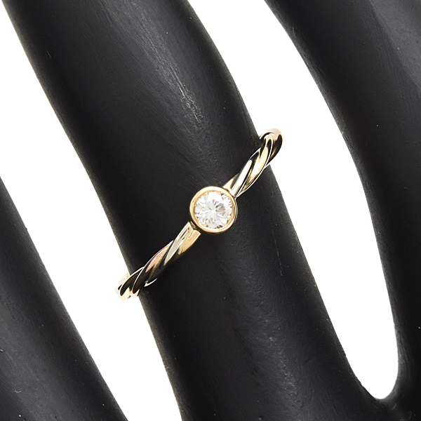 カルティエ 指輪 レディース トリニティ ツイスト 1Pダイヤ リング 8.5号 ゴールド Cartier 750YG×WG×PG 中古