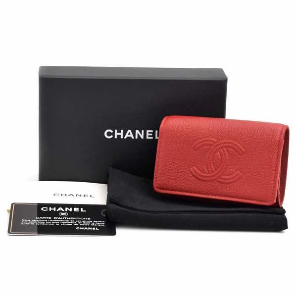 シャネル ブランド小物 レディース ココマーク 4連キーケース キーリング 鍵入れ キャビアスキン レッド CHANEL 中古