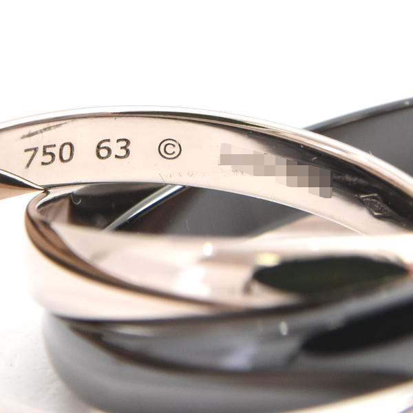 カルティエ 指輪 メンズ トリニティ リング 63号 ホワイトゴールド セラミック Cartier 750WG×CE 中古