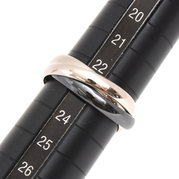 カルティエ 指輪 メンズ トリニティ リング 63号 ホワイトゴールド セラミック Cartier 750WG×CE 中古