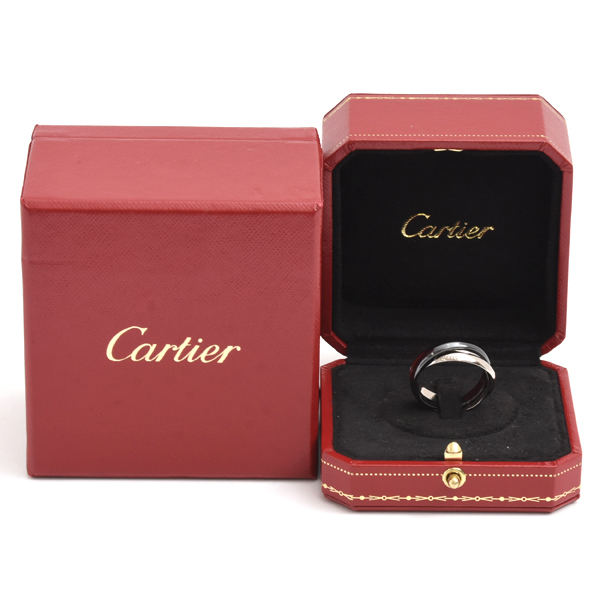 カルティエ 指輪 メンズ トリニティ リング 63号 ホワイトゴールド セラミック Cartier 750WG×CE 中古