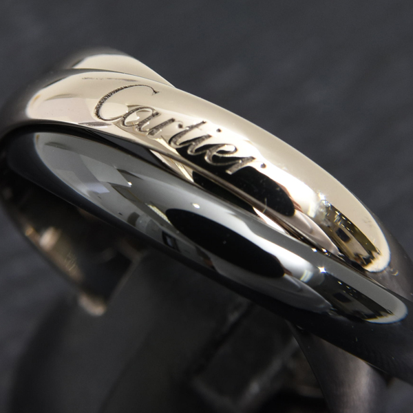 カルティエ 指輪 メンズ トリニティ リング 63号 ホワイトゴールド セラミック Cartier 750WG×CE 中古
