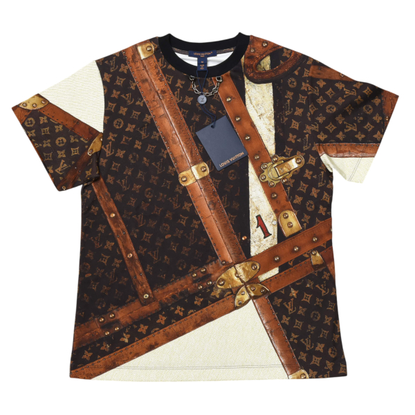 ルイヴィトン 半袖Tシャツ レディース チェーン トランク Mサイズ 25SS ブラウン コットン Louis Vuitton 未使用展示品