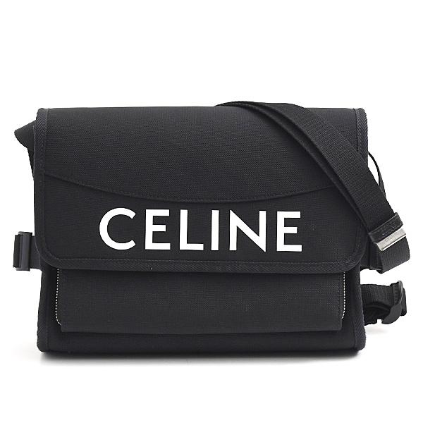 セリーヌ バッグ メンズ レディース スモール トレッキング メッセンジャー ロゴ ショルダーバッグ ナイロン ブラック CELINE 11006 中古