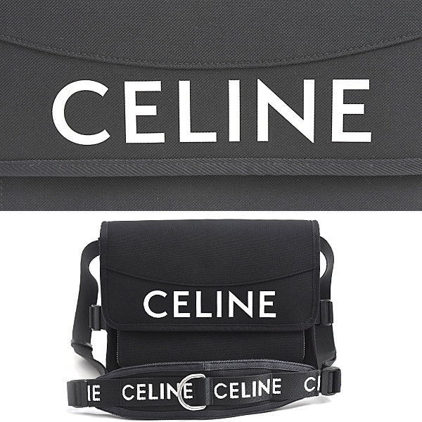 セリーヌ バッグ メンズ レディース スモール トレッキング メッセンジャー ロゴ ショルダーバッグ ナイロン ブラック CELINE 11006 中古