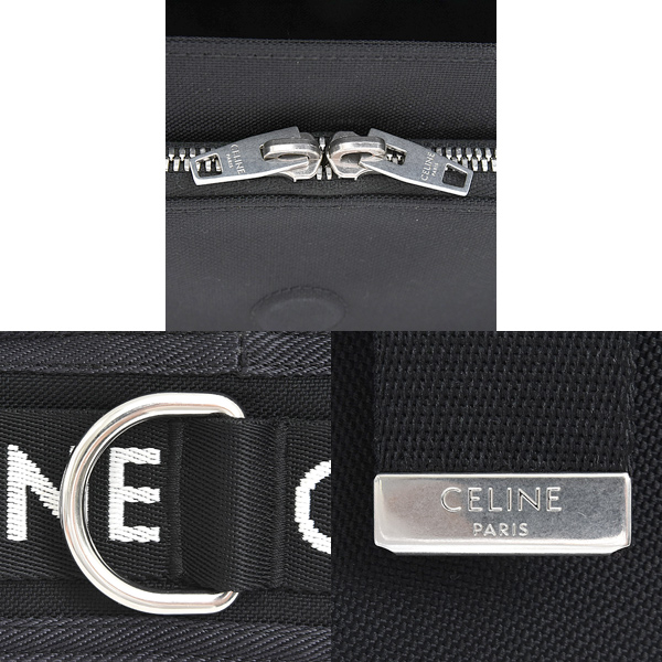 セリーヌ バッグ メンズ レディース スモール トレッキング メッセンジャー ロゴ ショルダーバッグ ナイロン ブラック CELINE 11006 中古