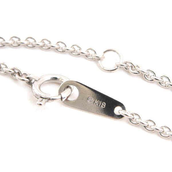 ミキモト ネックレス レディース リーフデザイン パール×ダイヤ ネックレス ホワイトゴールド MIKIMOTO K18WG 中古