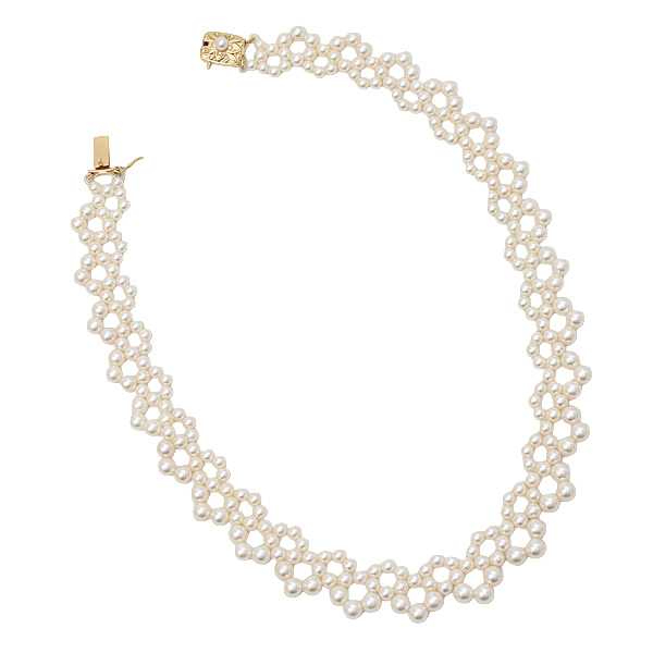 ミキモト ネックレス レディース パール デザイン ネックレス 3.5mm～5.2mm珠 ゴールド MIKIMOTO K18 中古