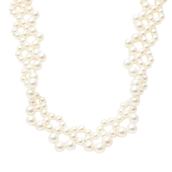 ミキモト ネックレス レディース パール デザイン ネックレス 3.5mm～5.2mm珠 ゴールド MIKIMOTO K18 中古