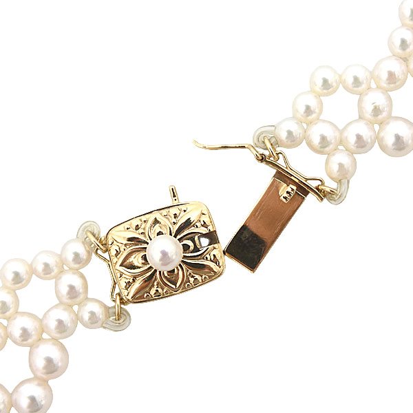 ミキモト ネックレス レディース パール デザイン ネックレス 3.5mm～5.2mm珠 ゴールド MIKIMOTO K18 中古