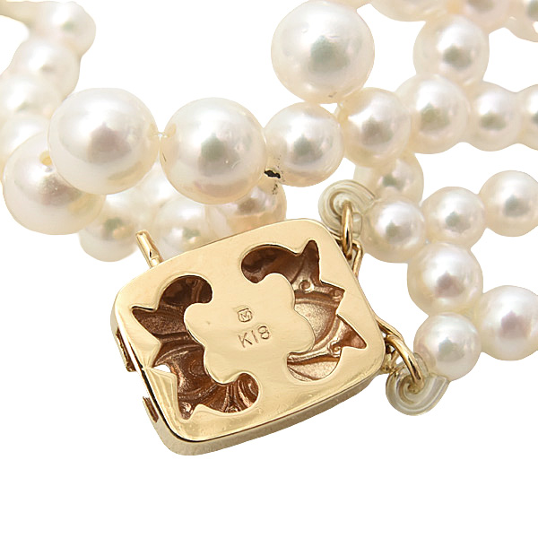 ミキモト ネックレス レディース パール デザイン ネックレス 3.5mm～5.2mm珠 ゴールド MIKIMOTO K18 中古
