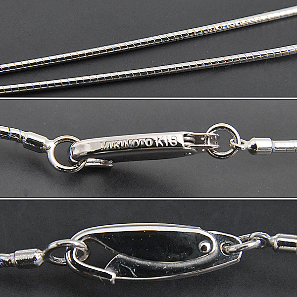 ミキモト ネックレス レディース バーモチーフ 3Pダイヤモンド オメガネックレス D0.15ct ホワイトゴールド MIKIMOTO K18WG 中古