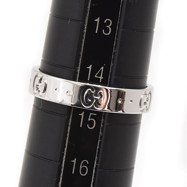 グッチ 指輪 メンズ レディース アイコンリング 15サイズ 実寸14.5号 ホワイトゴールド GUCCI 750WG 中古