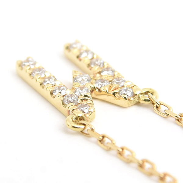 アーカー ネックレス レディース イニシャル M ダイヤモンド D0.06ct ペンダント イエローゴールド AHKAH VC0040010100 K18YG 中古