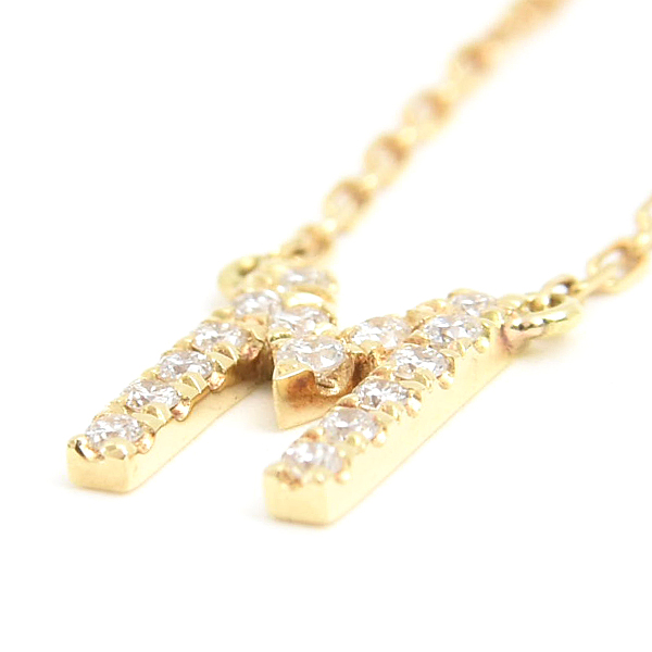 アーカー ネックレス レディース イニシャル M ダイヤモンド D0.06ct ペンダント イエローゴールド AHKAH VC0040010100 K18YG 中古