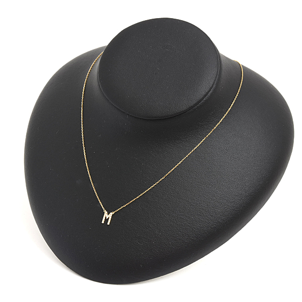 アーカー ネックレス レディース イニシャル M ダイヤモンド D0.06ct ペンダント イエローゴールド AHKAH VC0040010100 K18YG 中古