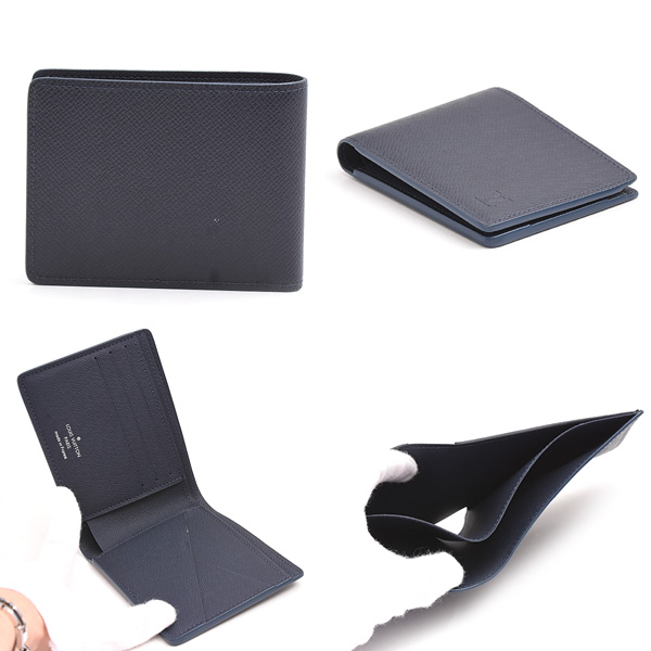 ルイヴィトン 財布 メンズ タイガ ポルトフォイユ ミュルティプル 二つ折り札入れ ブルーマリーヌ Louis Vuitton M30530 中古