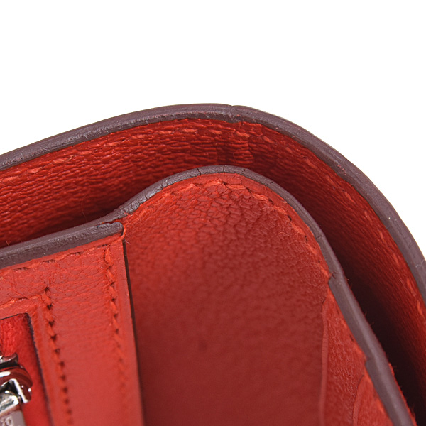 エルメス 財布 レディース ベアンコンパクト Z刻印 二つ折り コンパクトウォレット レッド系 アリゲーター HERMES 中古