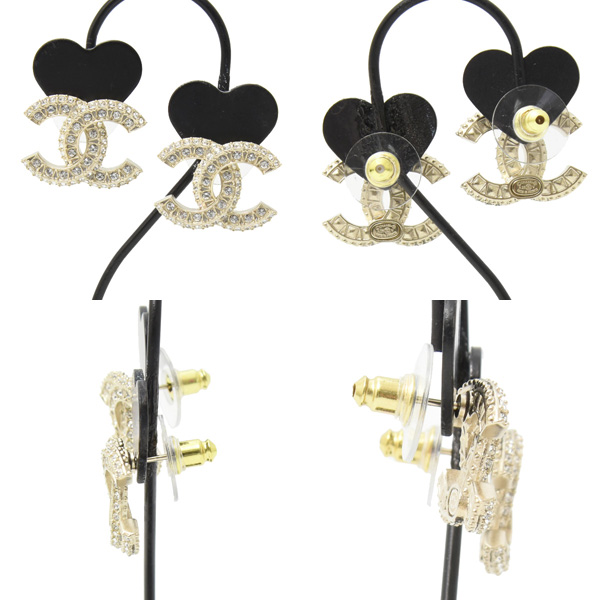 シャネル ジュエリー レディース ココマーク ピアス ラインストーン GP CHANEL 中古
