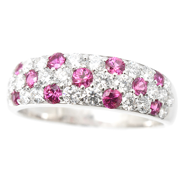 ミキモト 指輪 レディース ダイヤモンド×ルビー リング D1.02ct R0.56ct 19号 K18WG ホワイトゴールド MIKIMOTO 中古