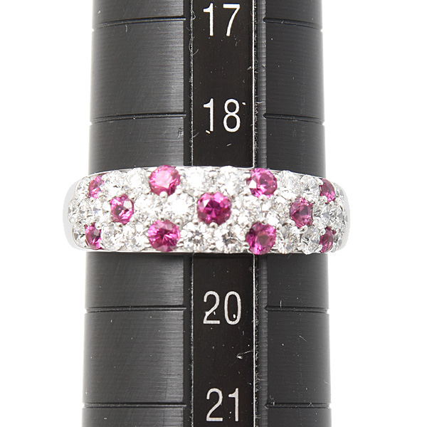 ミキモト 指輪 レディース ダイヤモンド×ルビー リング D1.02ct R0.56ct 19号 K18WG ホワイトゴールド MIKIMOTO 中古