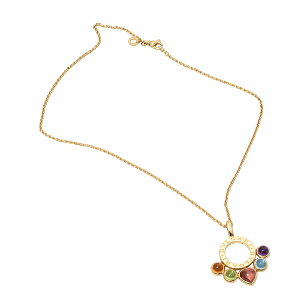 ブルガリ ネックレス レディース アレグラ マルチストーン アメジスト ペリドット他 イエローゴールド BVLGARI 750YG 中古