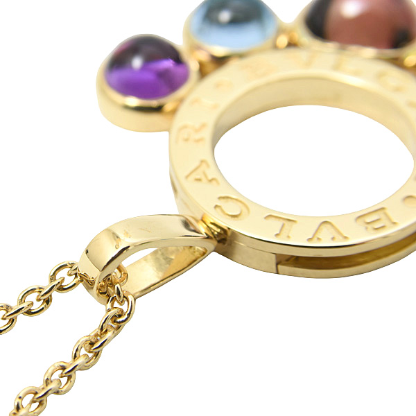 ブルガリ ネックレス レディース アレグラ マルチストーン アメジスト ペリドット他 イエローゴールド BVLGARI 750YG 中古