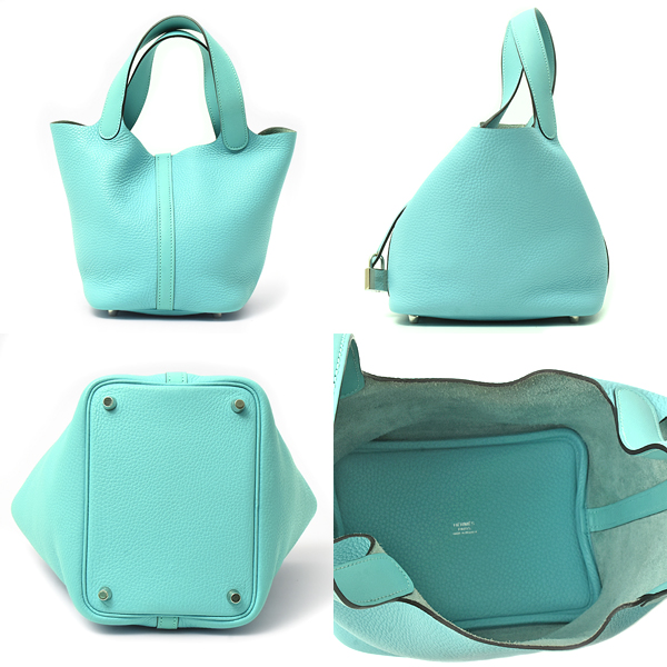 エルメス バッグ レディース ピコタンロックPM ハンドバッグ T刻 トリヨンクレマンス ブルーアトール HERMES 中古