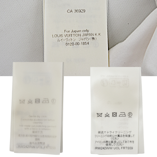 ルイヴィトン 半袖Tシャツ レディース フロックド LV Tシャツ Mサイズ クリーニング済み ホワイト オレンジ Louis Vuitton RW242WW 中古