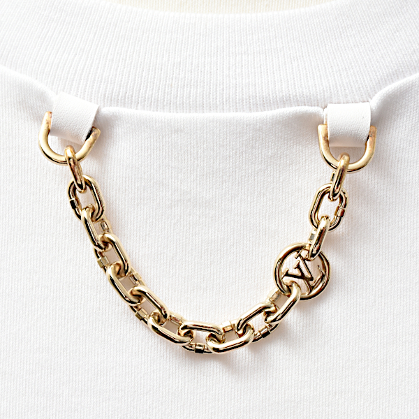 ルイヴィトン 半袖Tシャツ レディース フロックド LV Tシャツ Mサイズ クリーニング済み ホワイト オレンジ Louis Vuitton RW242WW 中古