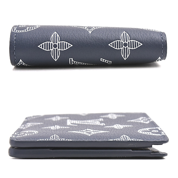 ルイヴィトン 財布 メンズ モノグラムシャドウ ポルトフォイユミュルティプル 二つ折り カーフ ネイビーブルー Louis Vuitton M83379 中古